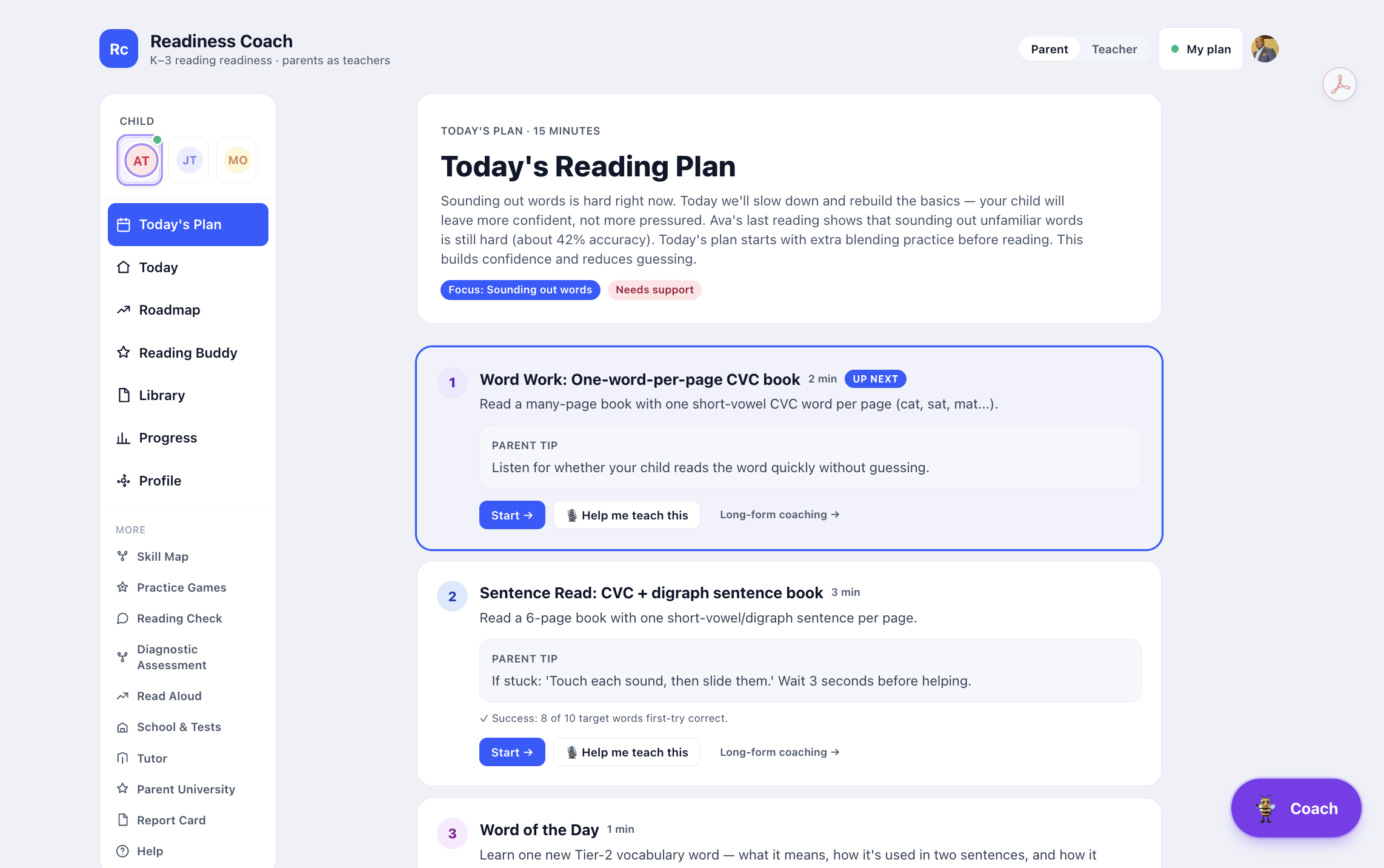 Today's adaptive reading plan