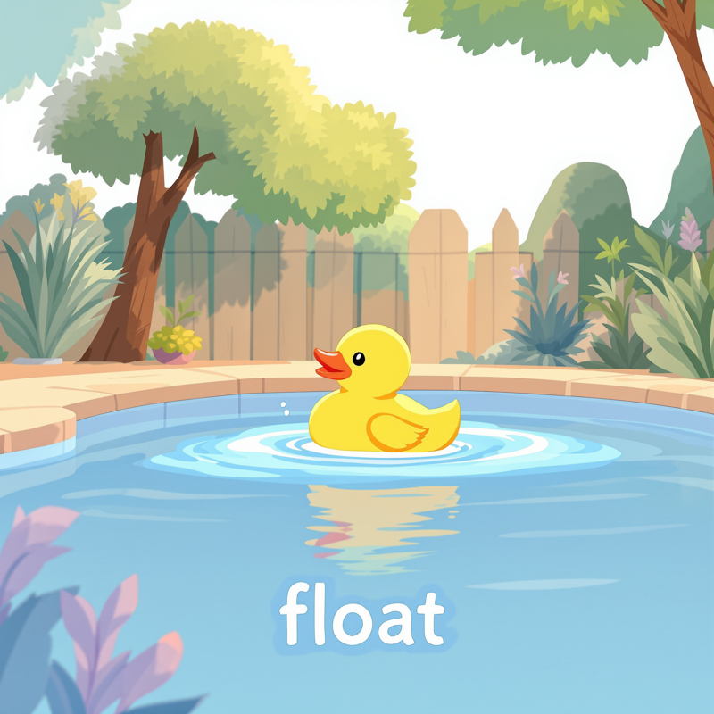 A duck floating on water — the mnemonic picture for the word float