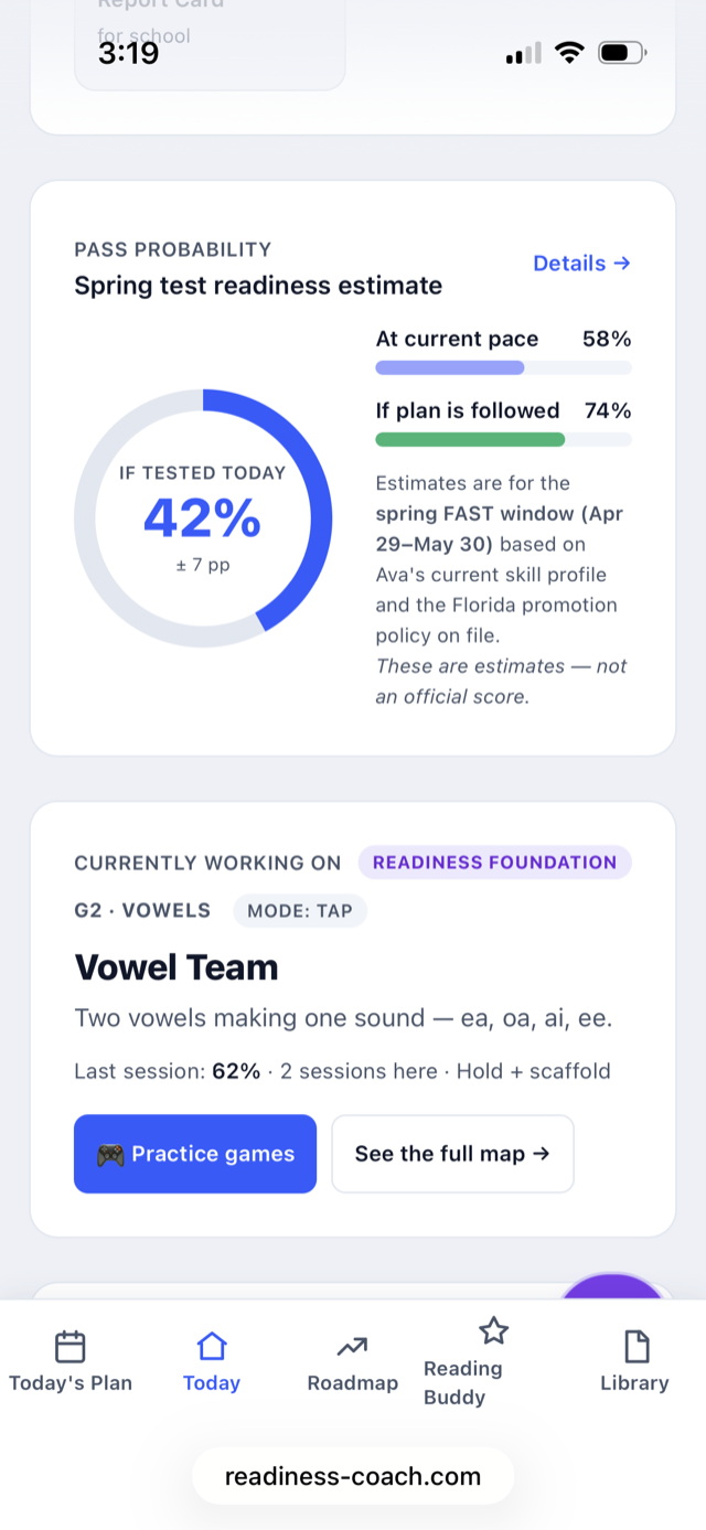Readiness meter on a phone