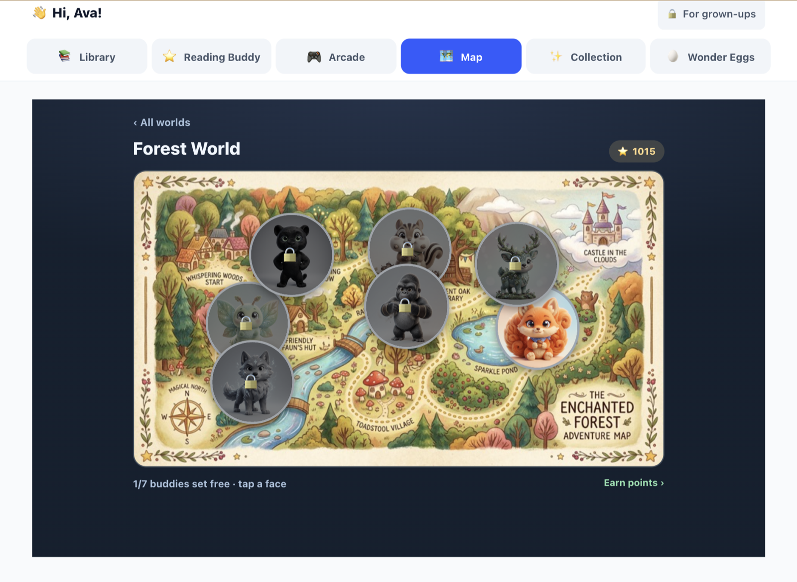 The Forest World adventure map with lockable creatures