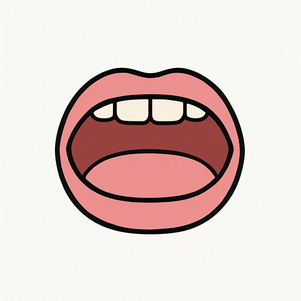 A mouth-shape guide showing how to make the short /a/ sound